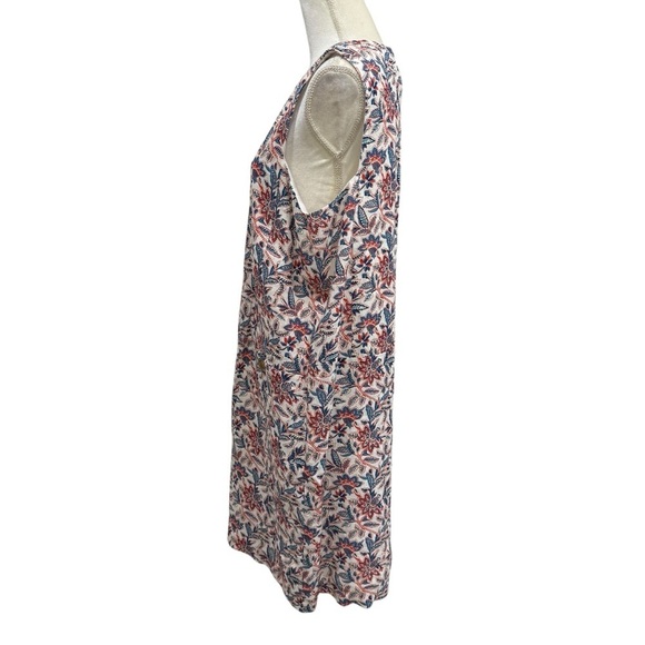 J. McLaughlin Rue Coral/Blue Linen Floral Sleeveless Shift Dress XL NEW $218 - Picture 6 of 16